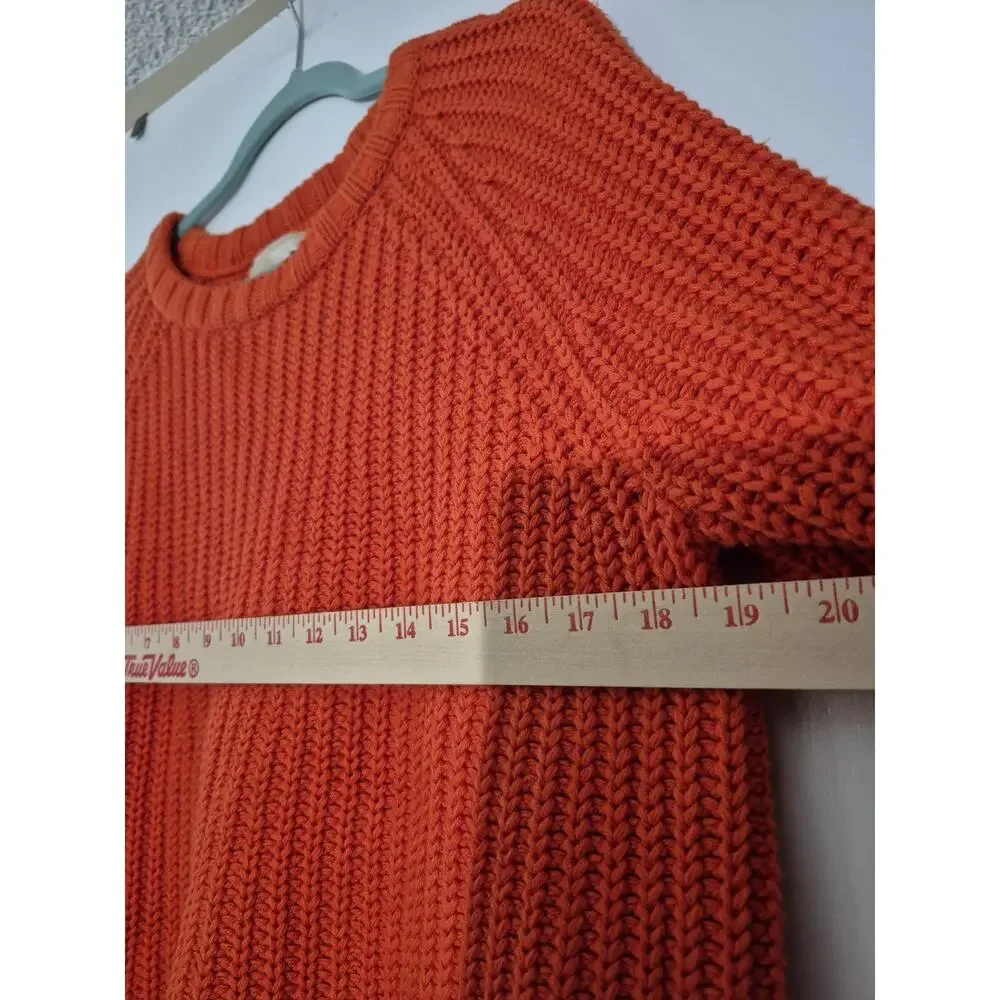 💥 MICHAEL KORS Womens Pullover Sweater Top Size M Orange Knit Long Sleeve D6